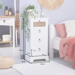 Nachttisch VANIKA Mit 4 Schubladen Und Wiener Geflecht, Weiß -Möbel Verkauf 95344 AC8