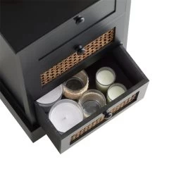 Nachttisch ROSHNI Mit 3 Schubladen Und Wiener Geflecht, Schwarz -Möbel Verkauf 95348 4