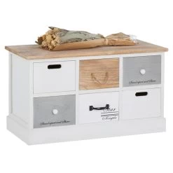 Sitzbank SALVA In Weiß, 6 Schubkästen