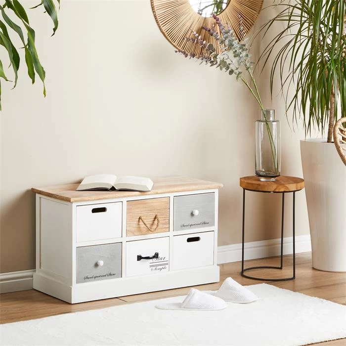 Sitzbank SALVA In Weiß, 6 Schubkästen 2 Sitzbank SALVA In Weiß, 6 Schubkästen – Bild 2