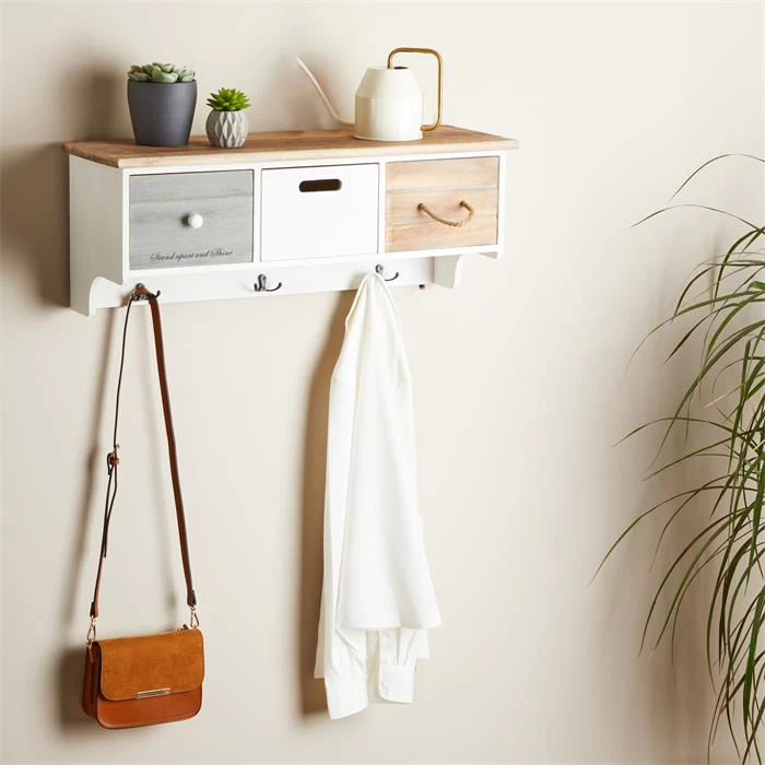 Wandgarderobe SALVA Mit Haken Und 3 Schubkästen 2 Wandgarderobe SALVA Mit Haken Und 3 Schubkästen – Bild 2