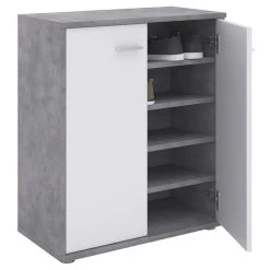 Schuhschrank LENNIS 2 Türen In Betonoptik/weiß