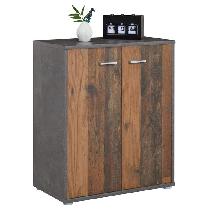 Schuhschrank LENNIS 2 Türen In Old Style/Beton Dunkel 1 Schuhschrank LENNIS 2 Türen In Old Style/Beton Dunkel