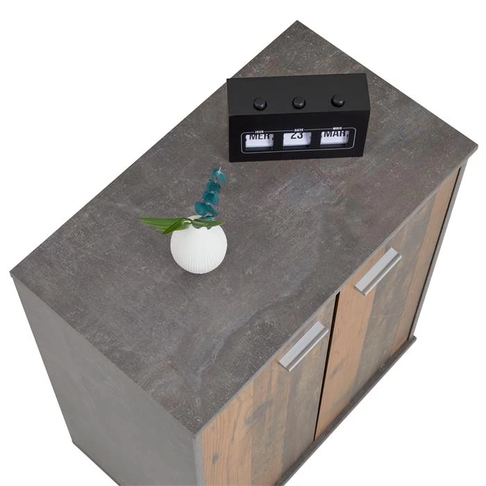 Schuhschrank LENNIS 2 Türen In Old Style/Beton Dunkel 5 Schuhschrank LENNIS 2 Türen In Old Style/Beton Dunkel – Bild 5