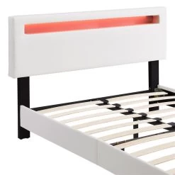 Polsterbett POWELL 120x200 Cm Mit LED Beleuchtung, Stoff Weiß 8 Polsterbett POWELL 120x200 Cm Mit LED Beleuchtung, Stoff Weiß -Möbel Verkauf 95526 3