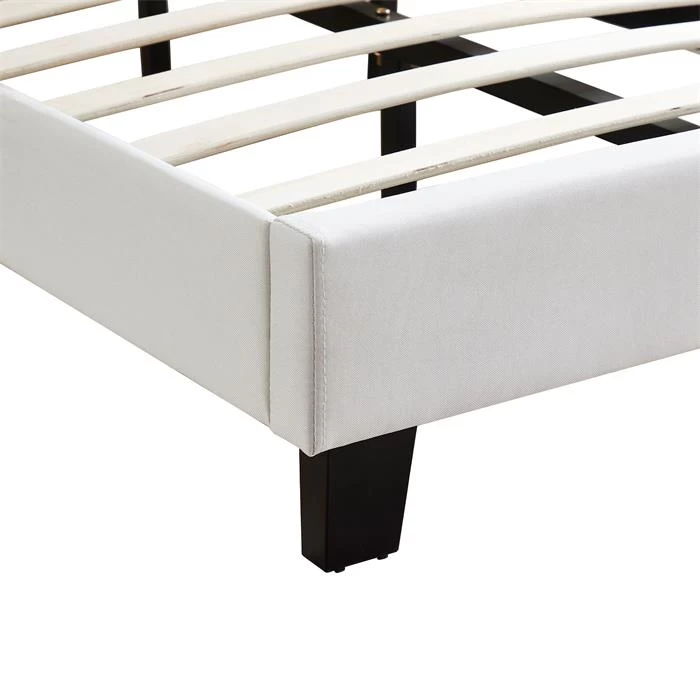 Polsterbett POWELL 120x200 Cm Mit LED Beleuchtung, Stoff Weiß 4 Polsterbett POWELL 120x200 Cm Mit LED Beleuchtung, Stoff Weiß – Bild 4