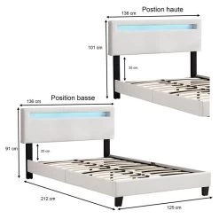 Polsterbett POWELL 120x200 Cm Mit LED Beleuchtung, Stoff Weiß 11 Polsterbett POWELL 120x200 Cm Mit LED Beleuchtung, Stoff Weiß -Möbel Verkauf 95526 6
