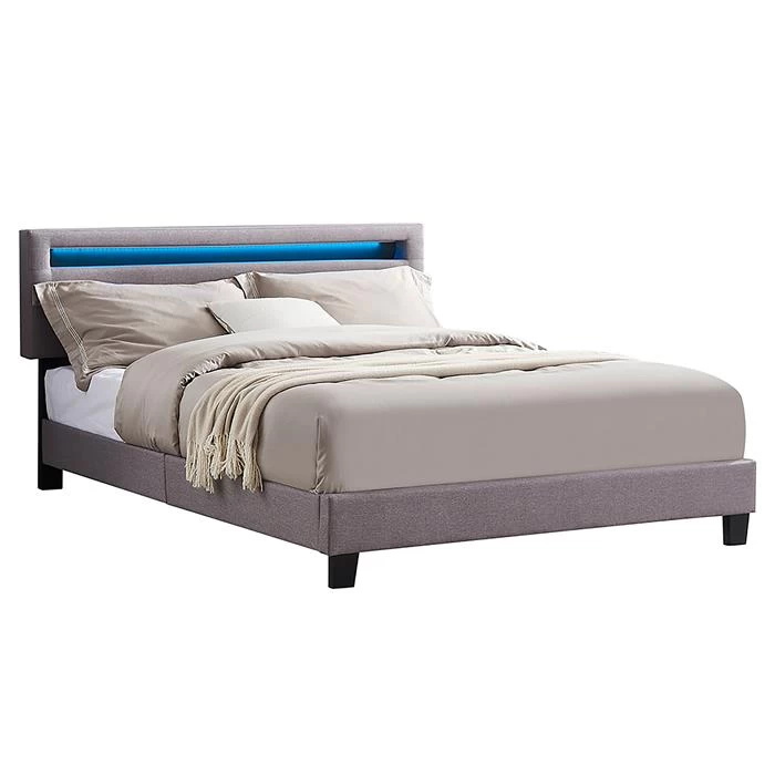Polsterbett LEXINGTON 140x200 Cm, LED Beleuchtung, Stoff Grau 1 Polsterbett LEXINGTON 140x200 Cm, LED Beleuchtung, Stoff Grau