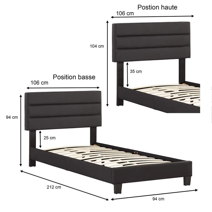 Polsterbett TUCSON 90x200 Cm, Stoff Schwarz 6 Polsterbett TUCSON 90x200 Cm, Stoff Schwarz – Bild 6