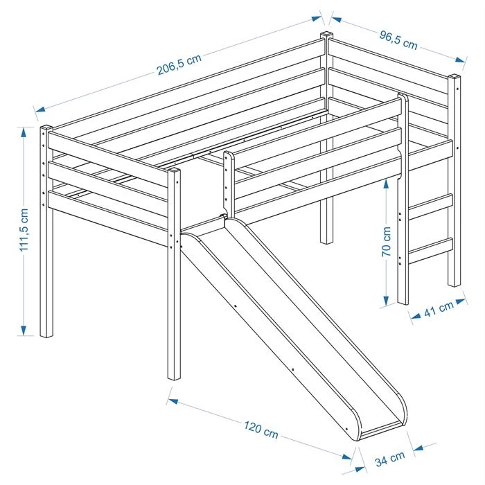 Hochbett Mit Rutsche BENNY Weiß 2 Hochbett Mit Rutsche BENNY Weiß – Bild 2