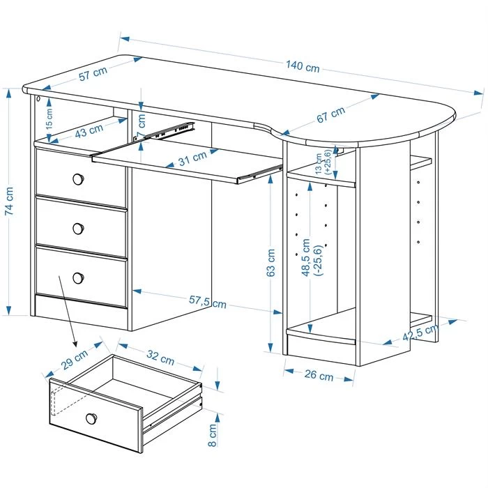 PC-Schreibtisch BOB In Der Farbe Weiß 2 PC-Schreibtisch BOB In Der Farbe Weiß – Bild 2