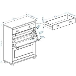 Schuhschrank COLMAR Gebeizt Mit 2 Klappen -Möbel Verkauf COLMAR 8292 8293 Skizze 1