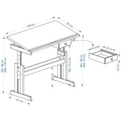 Kinderschreibtisch Weiß/rot FLEXI -Möbel Verkauf FLEXY 7720 21 22 23 24 25 Skizze