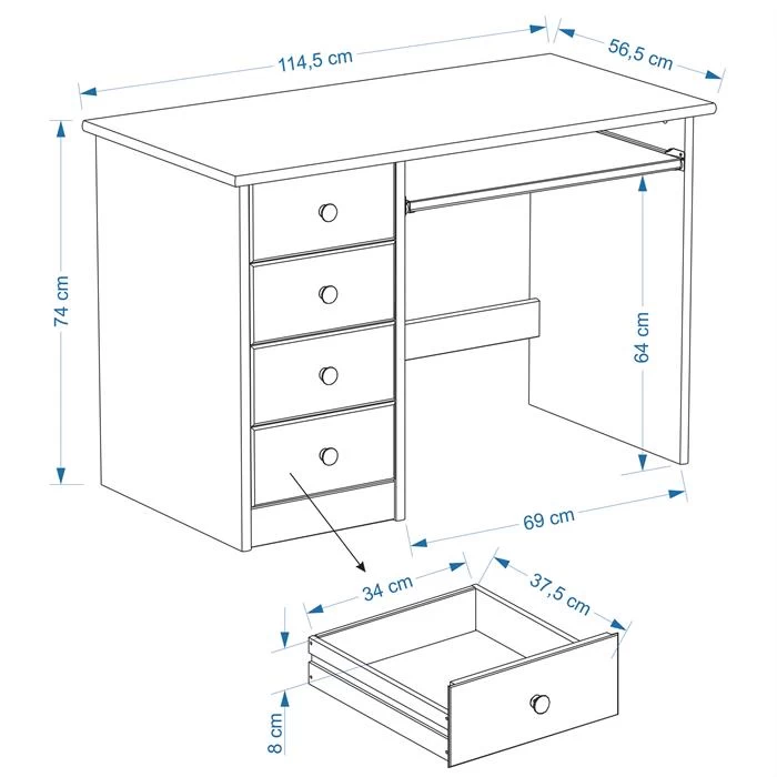 Kinderschreibtisch MALTE In Natur Lackiert 2 Kinderschreibtisch MALTE In Natur Lackiert – Bild 2
