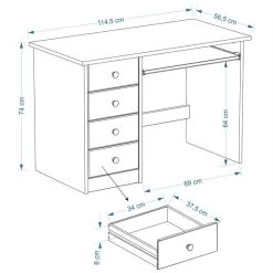 Kinderschreibtisch MALTE In Blau-weiß Lackiert -Möbel Verkauf MALTE Skizze