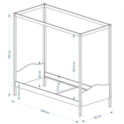 Himmelbett NADINE 90x200 Cm 5 Himmelbett NADINE 90x200 Cm -Möbel Verkauf Nadine Skizze