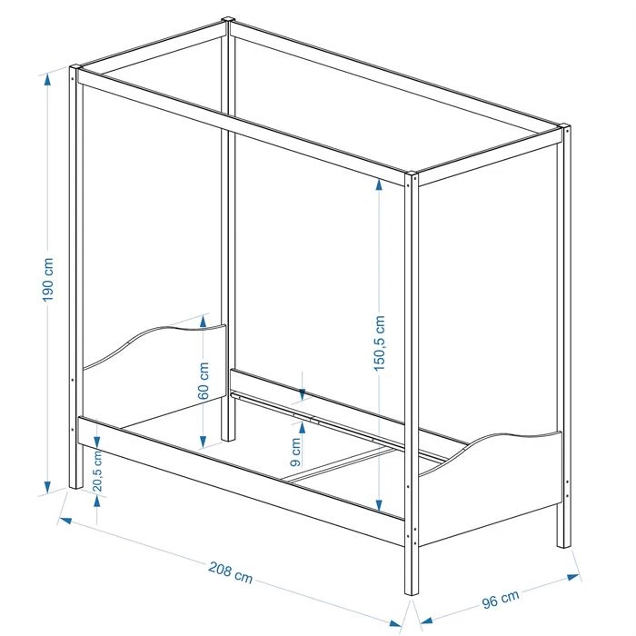 Himmelbett NADINE 90x200 Cm 3 Himmelbett NADINE 90x200 Cm – Bild 3