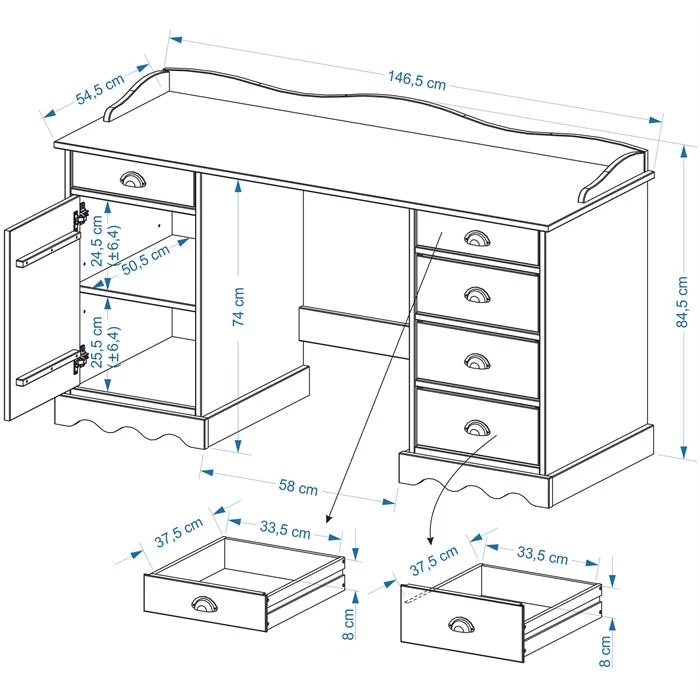Schreibtisch Mit Aufsatz SANDRINE In Weiss 4 Schreibtisch Mit Aufsatz SANDRINE In Weiss – Bild 4